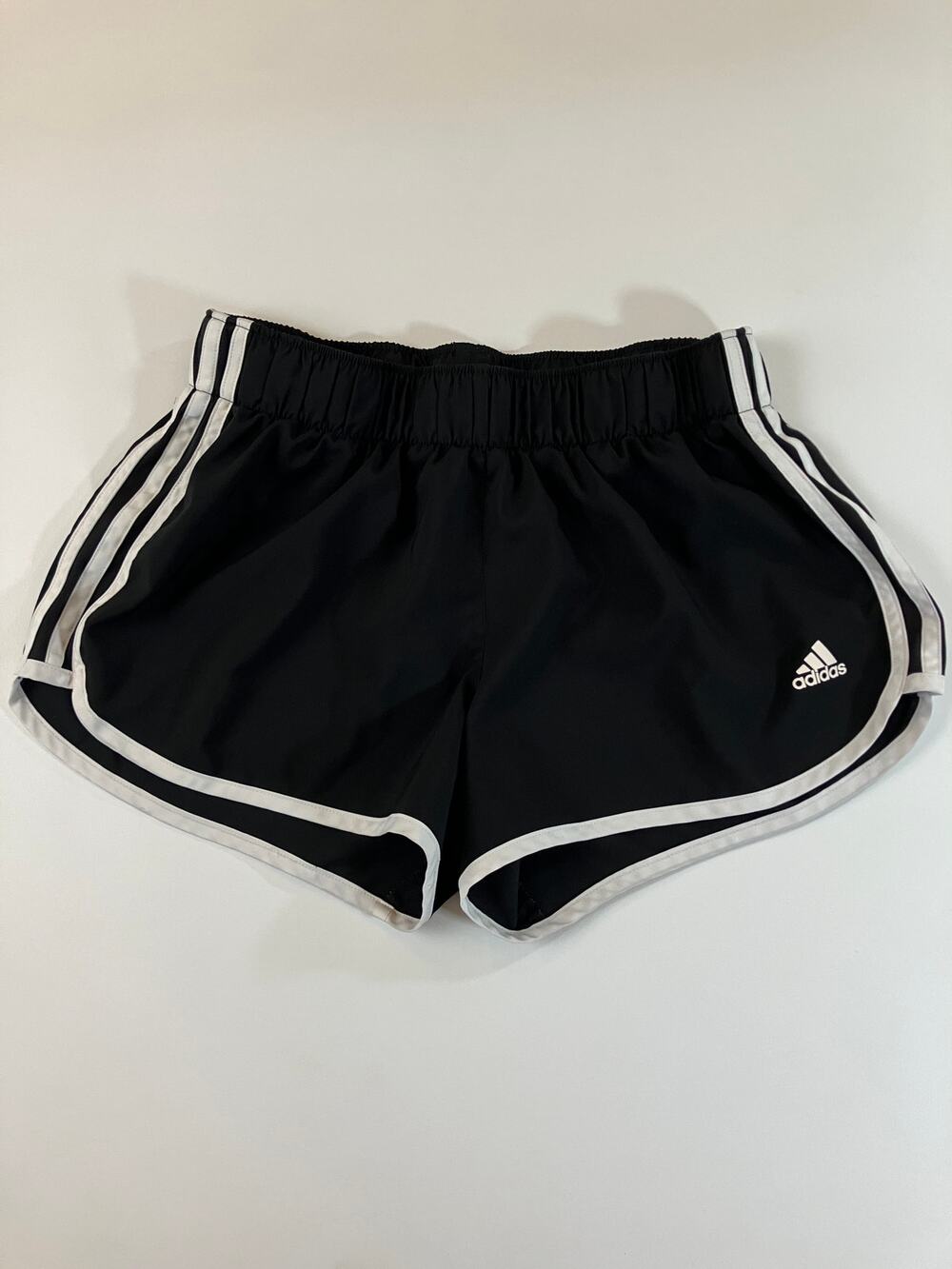 Adidas M10 Women's Black White 3 Stripe Running Shorts CE2014 2018 Unlined